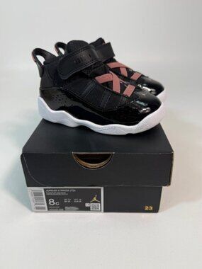 Nike Air Jordan 6 Rings (TD) Toddlers  Size 8C Black/White/Rust Pink